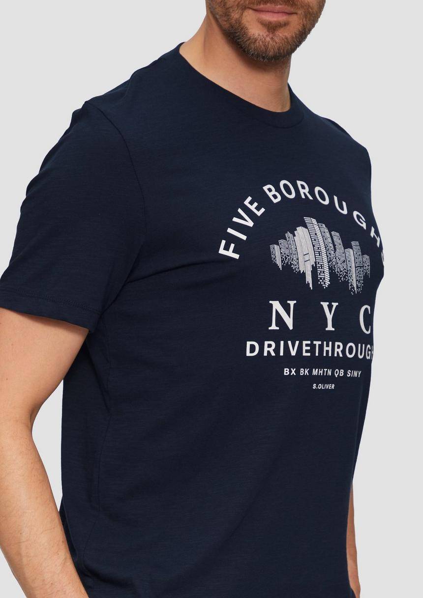 S.Oliver Printshirt Aus Baumwolle Mit Flammgarnstruktur