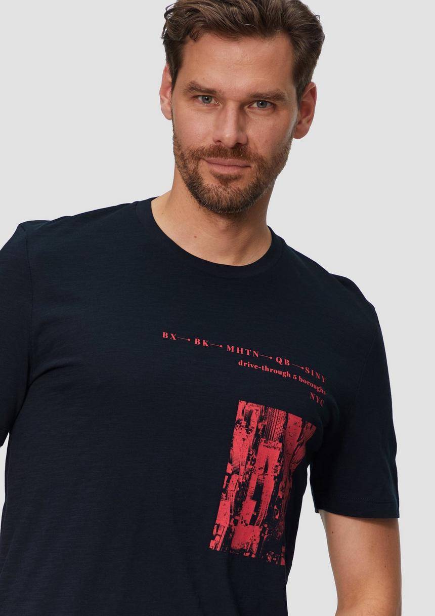 S.Oliver Printshirt Aus Baumwolle Mit Flammgarnstruktur