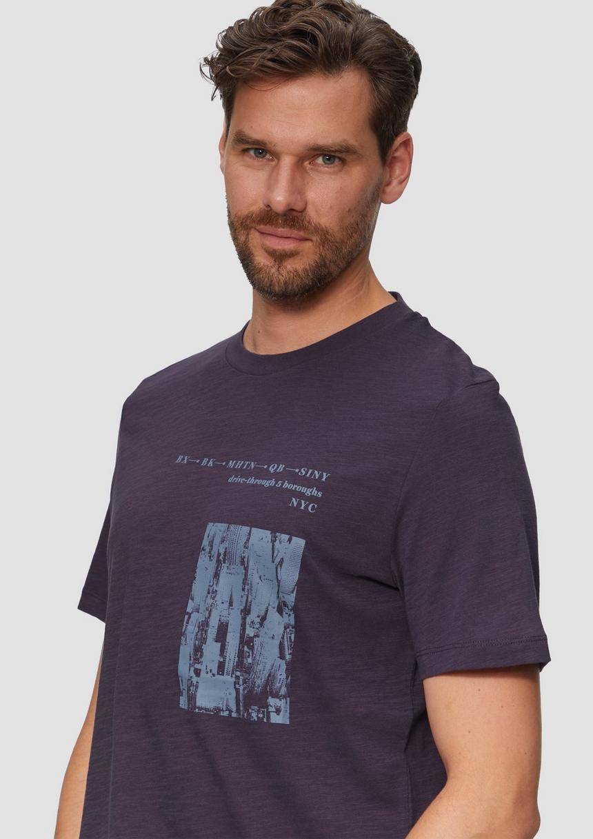 S.Oliver Printshirt Aus Baumwolle Mit Flammgarnstruktur