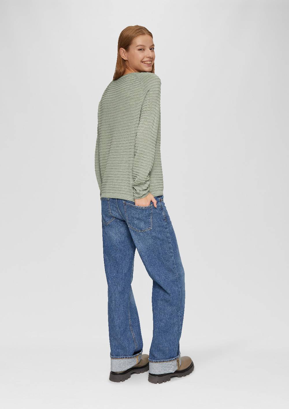 S.Oliver Pullover Mit Strukturmuster Aus Viskosemix