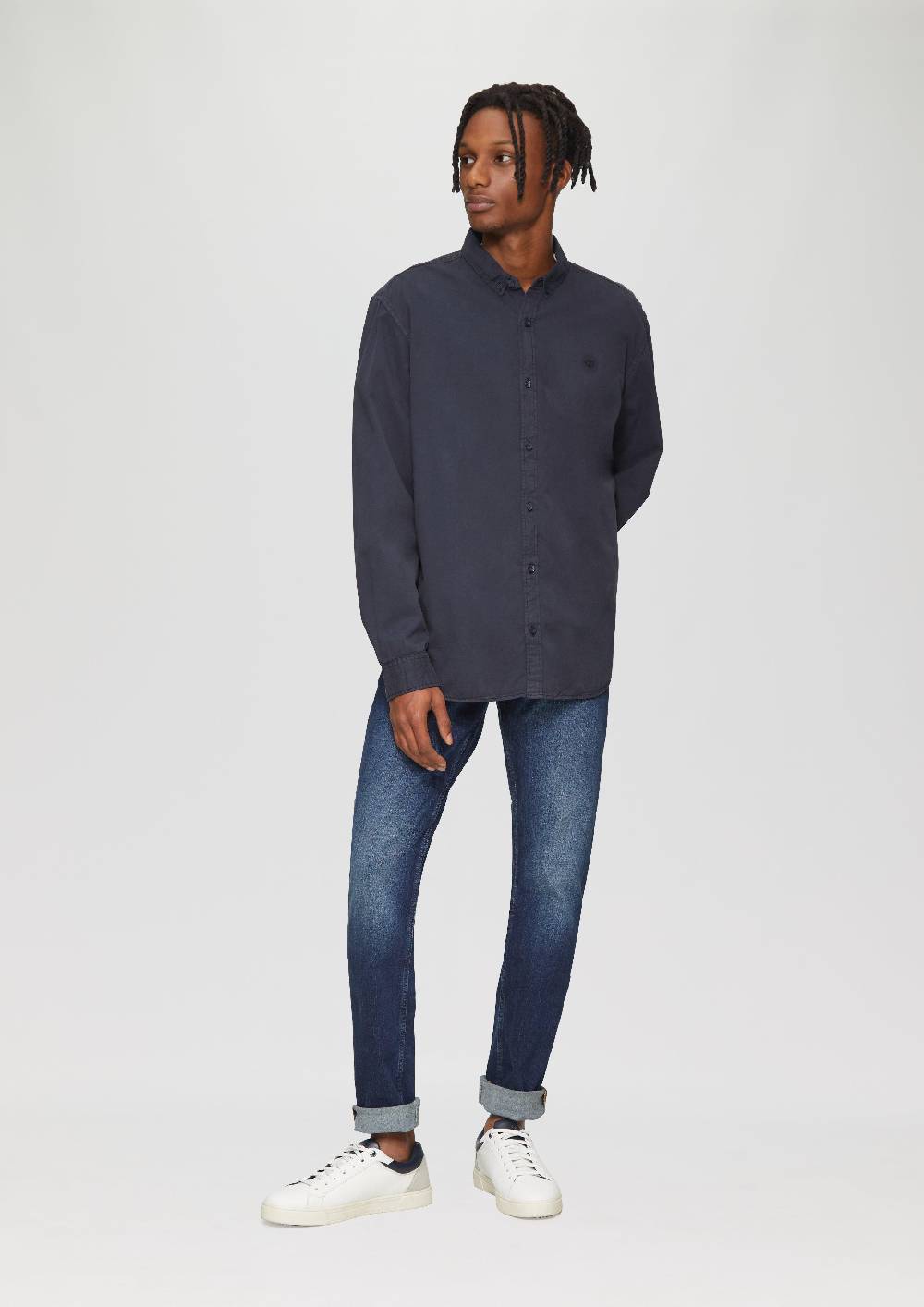 S.Oliver Regular Fit: Gewaschenes Twillhemd Mit Logostickerei