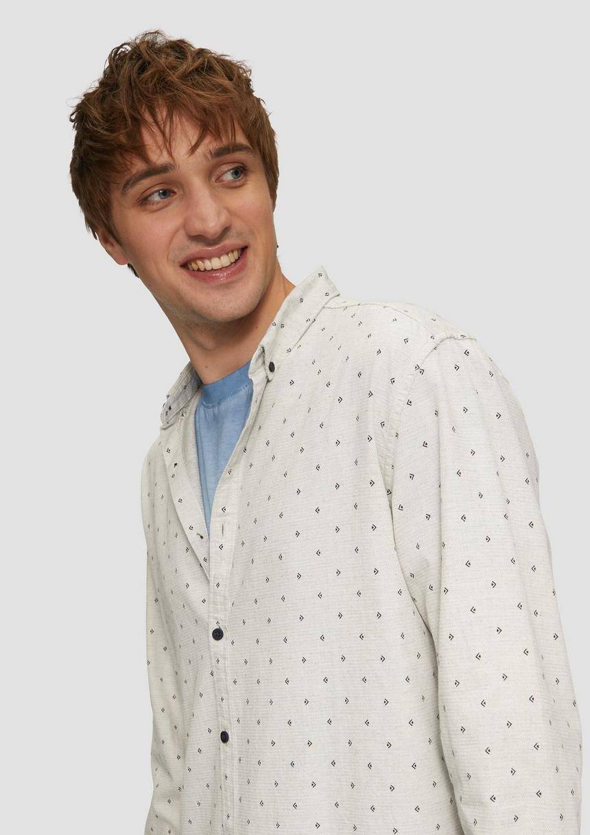 S.Oliver Regular Fit: Hemd Mit All-over-Print Und Button-Down-Kragen
