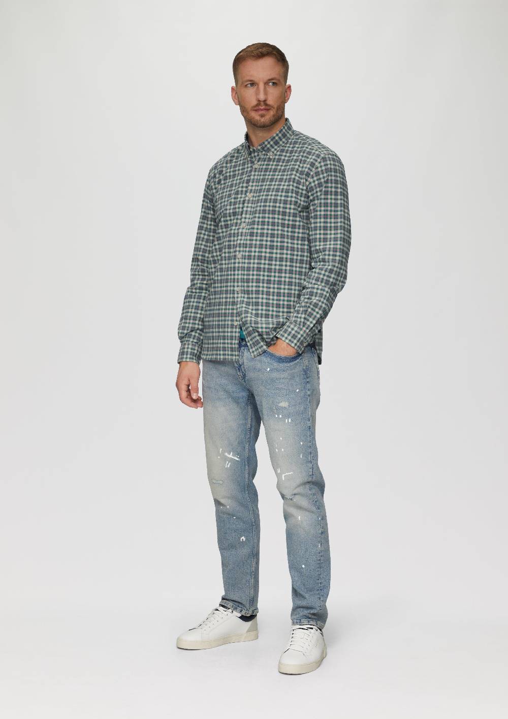 S.Oliver Regular Fit: Hemd Mit Button-Down-Kragen Aus Baumwollstretch