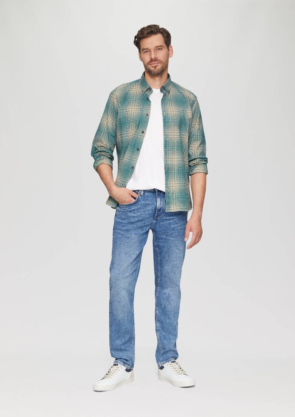 S.Oliver Regular Fit: Hemd Mit Button-Down-Kragen Aus Baumwollstretch