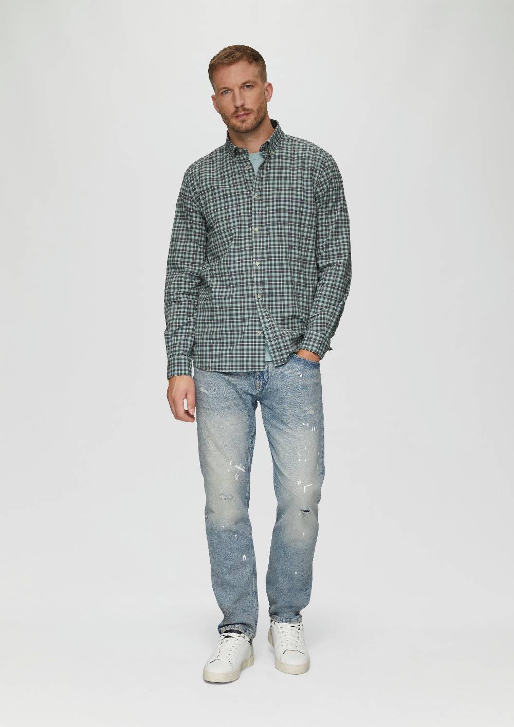 S.Oliver Regular Fit: Hemd Mit Button-Down-Kragen Aus Baumwollstretch