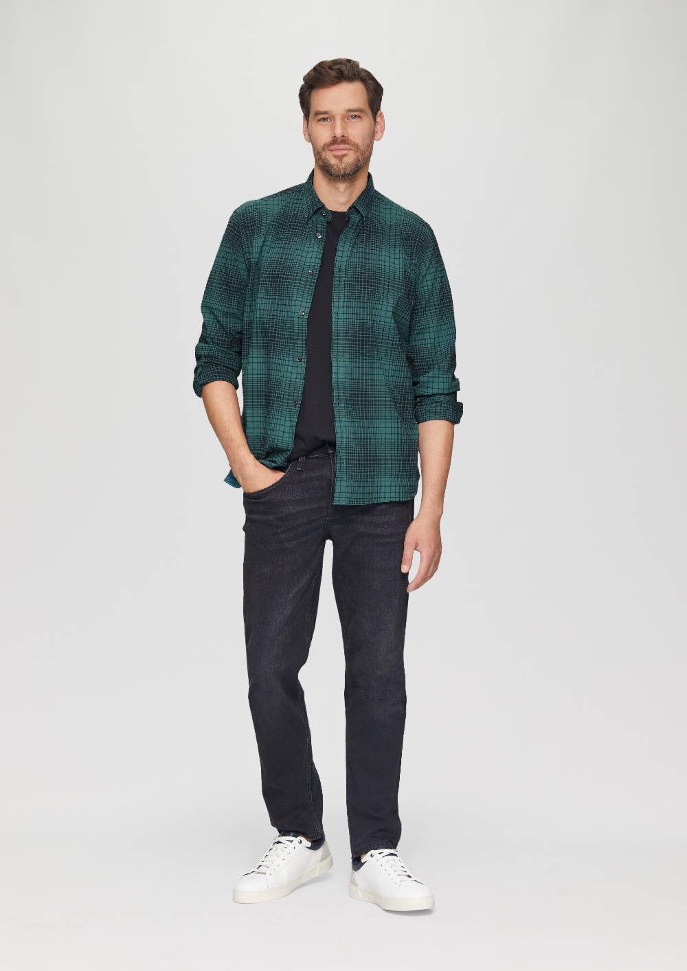 S.Oliver Regular Fit: Hemd Mit Button-Down-Kragen Aus Baumwollstretch