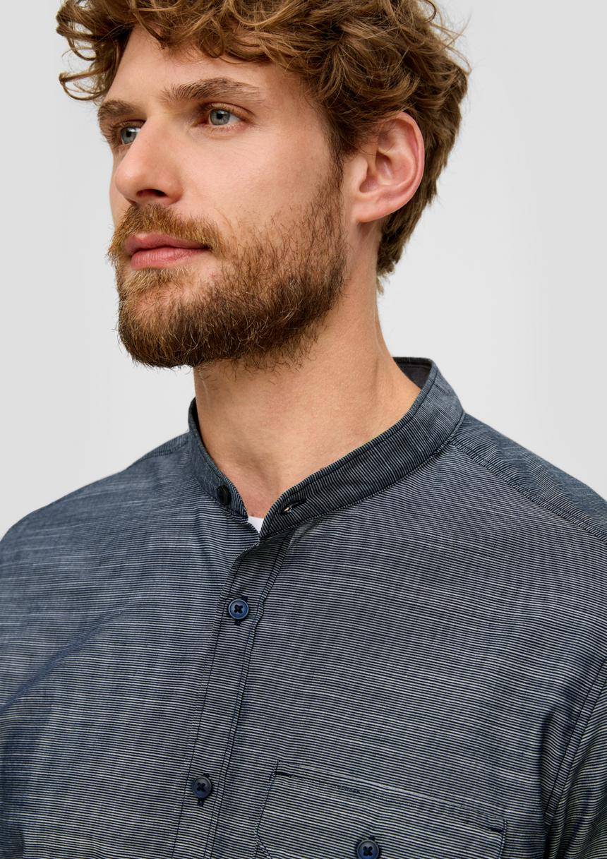 S.Oliver Regular Fit: Hemd Mit Stehkragen Aus Leichtem Strukturmaterial
