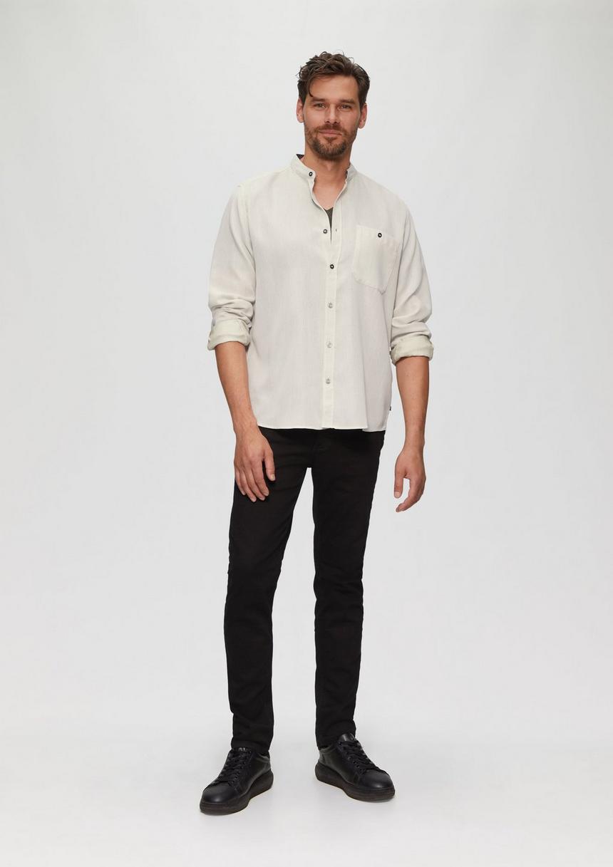 S.Oliver Regular Fit: Hemd Mit Stehkragen Und Strukurmuster