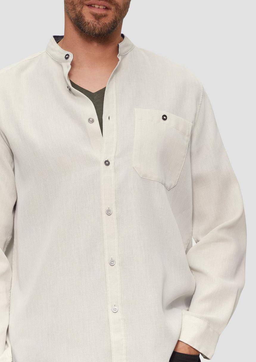 S.Oliver Regular Fit: Hemd Mit Stehkragen Und Strukurmuster