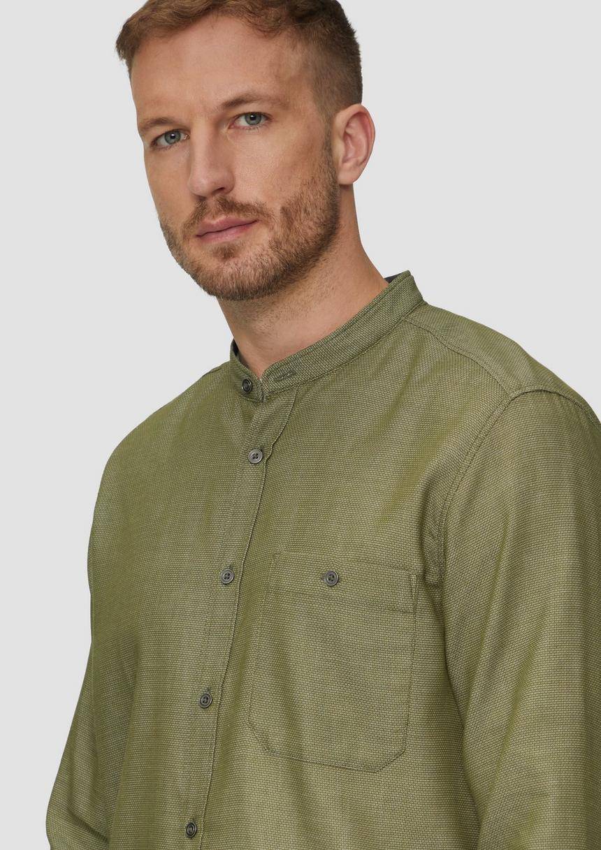 S.Oliver Regular Fit: Hemd Mit Stehkragen Und Strukurmuster