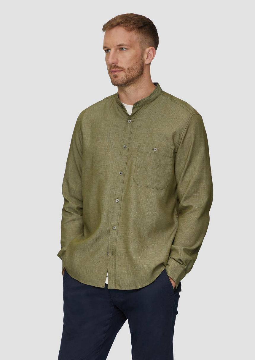 S.Oliver Regular Fit: Hemd mit Stehkragen und Strukurmuster