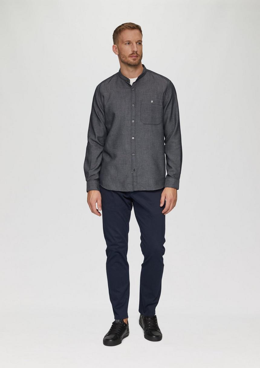 S.Oliver Regular Fit: Hemd Mit Stehkragen Und Strukurmuster
