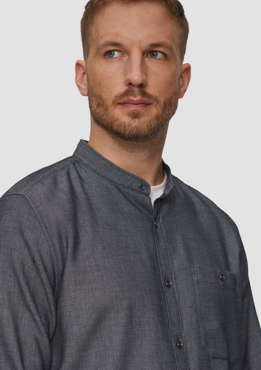 S.Oliver Regular Fit: Hemd Mit Stehkragen Und Strukurmuster