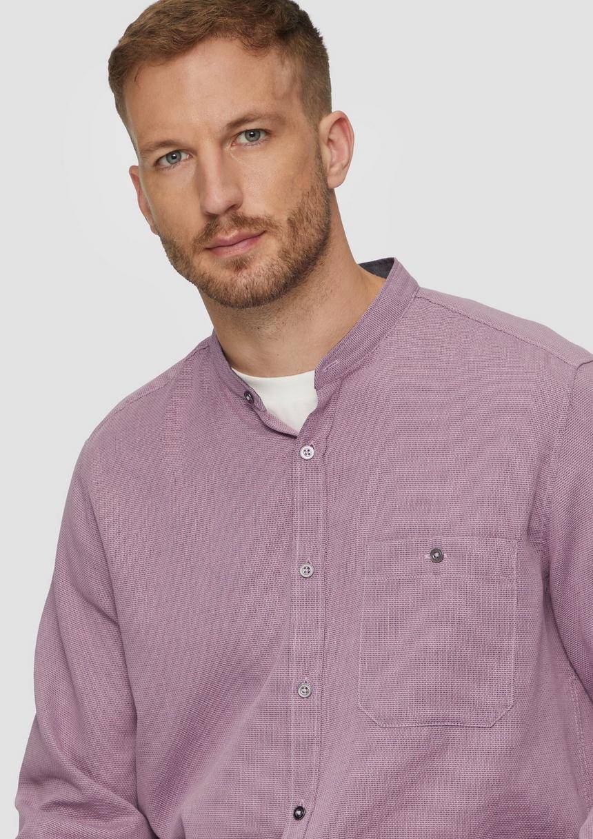 S.Oliver Regular Fit: Hemd Mit Stehkragen Und Strukurmuster