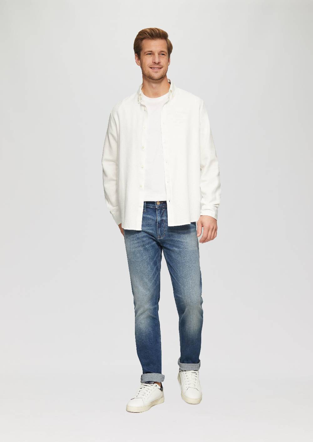 S.Oliver Regular Fit: Strukturiertes Baumwollhemd Mit Button-down-Kragen