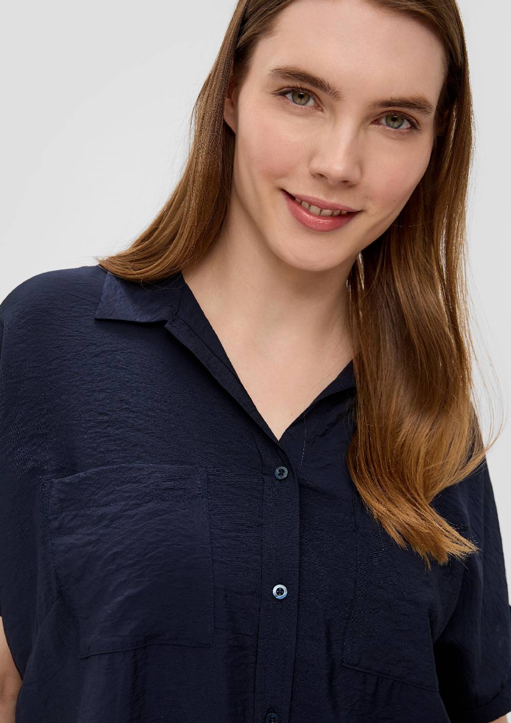 S.Oliver Relaxed Fit-Bluse Aus Viskosemix Mit Brusttaschen