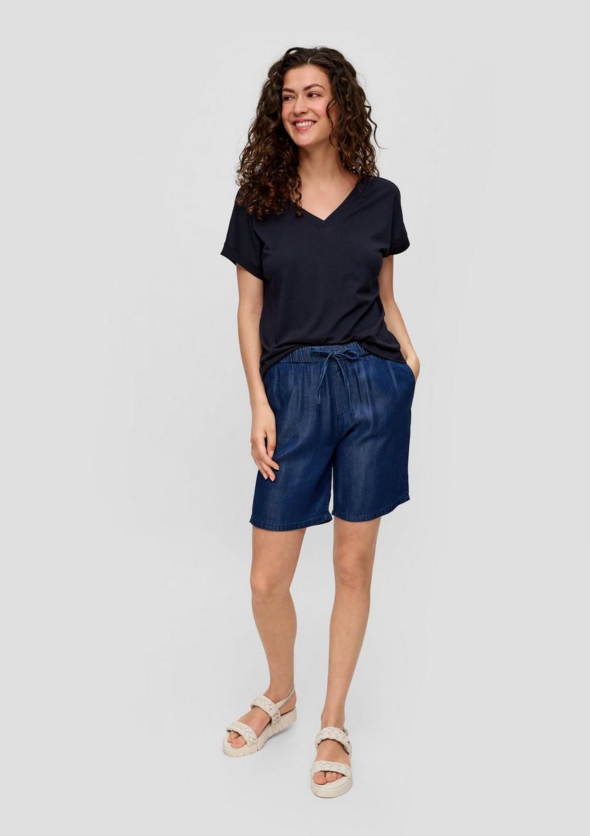 S.Oliver Relaxed-Fit-Shirt Mit V-Ausschnitt Und Gekreuztem Riemen-Detail Am Rücken