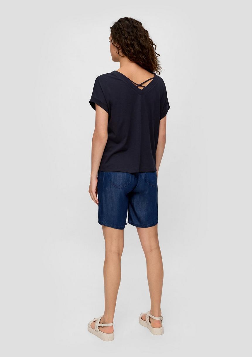 S.Oliver Relaxed-Fit-Shirt Mit V-Ausschnitt Und Gekreuztem Riemen-Detail Am Rücken