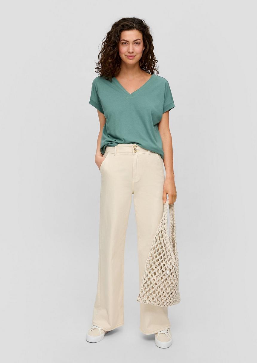 S.Oliver Relaxed-Fit-Shirt Mit V-Ausschnitt Und Gekreuztem Riemen-Detail Am Rücken