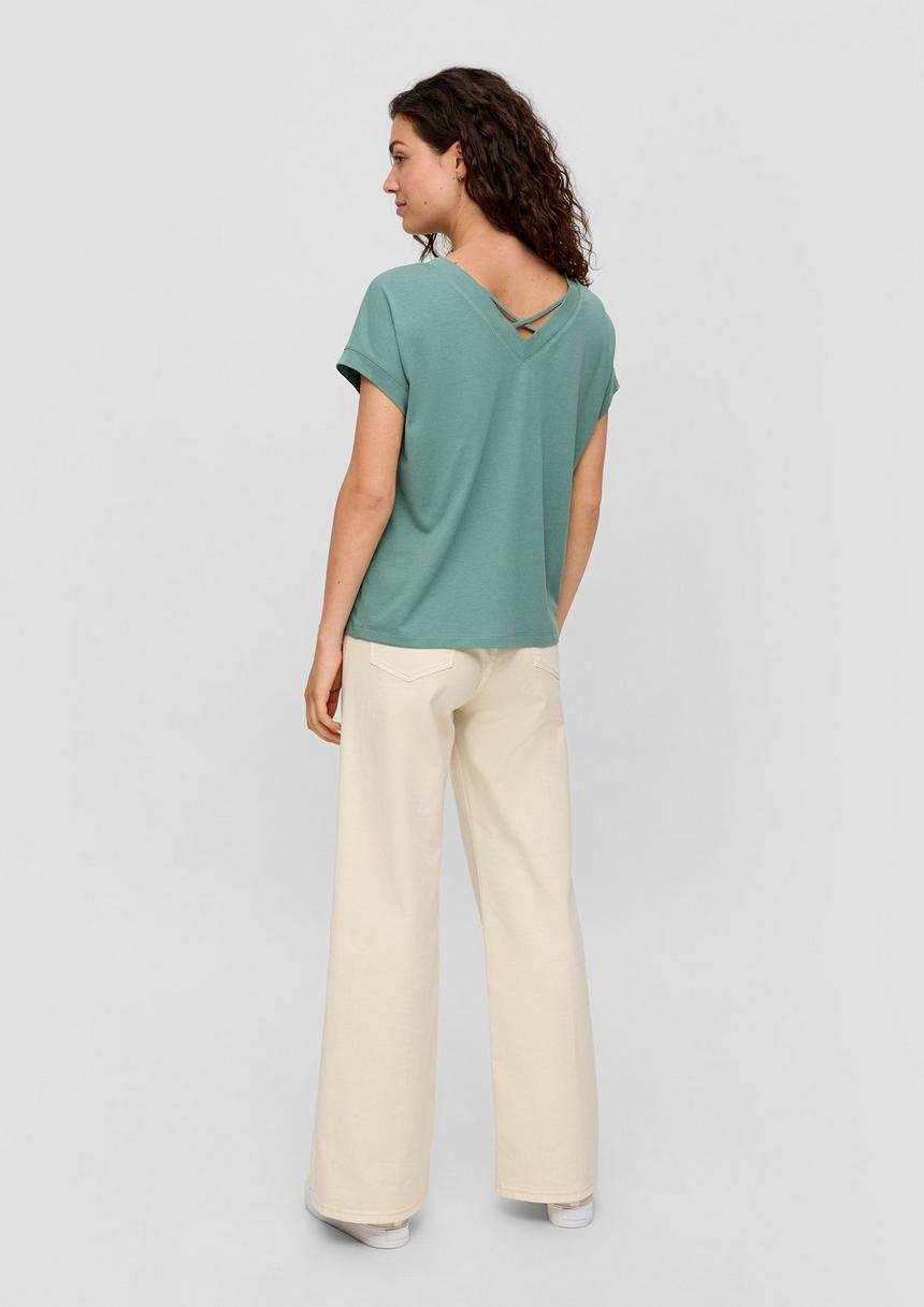 S.Oliver Relaxed-Fit-Shirt Mit V-Ausschnitt Und Gekreuztem Riemen-Detail Am Rücken