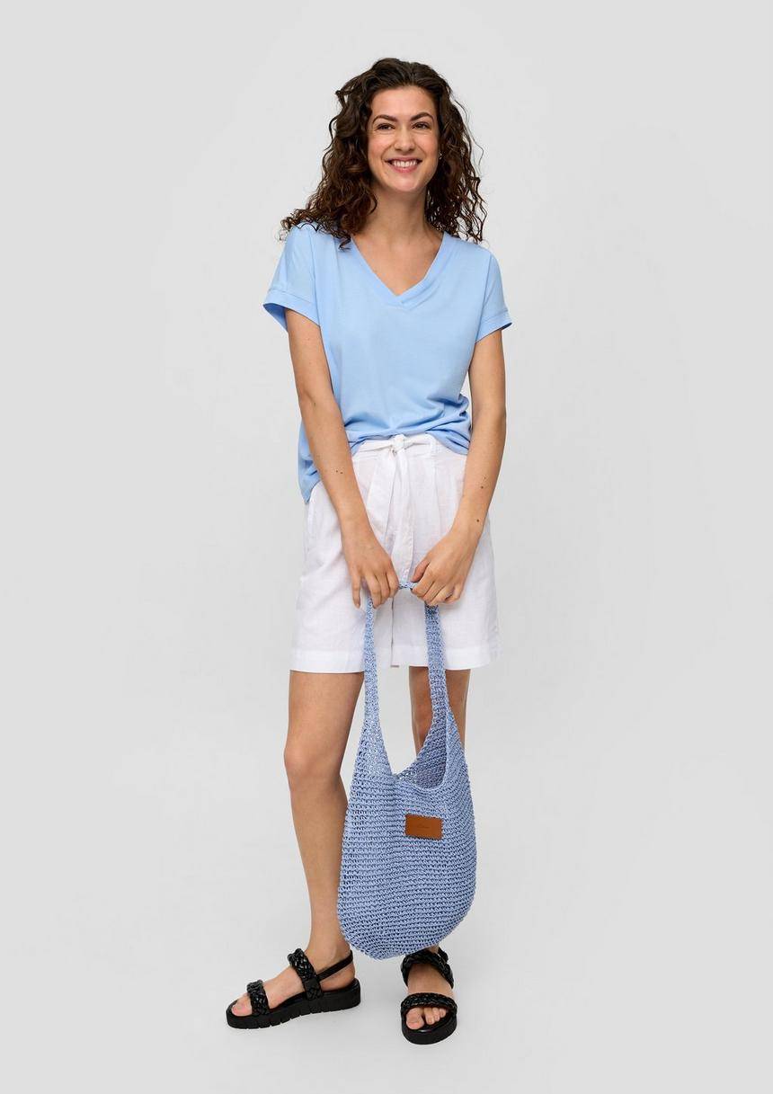 S.Oliver Relaxed-Fit-Shirt Mit V-Ausschnitt Und Gekreuztem Riemen-Detail Am Rücken