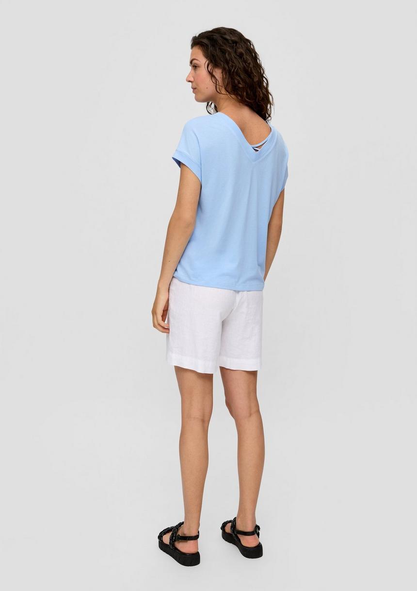S.Oliver Relaxed-Fit-Shirt Mit V-Ausschnitt Und Gekreuztem Riemen-Detail Am Rücken