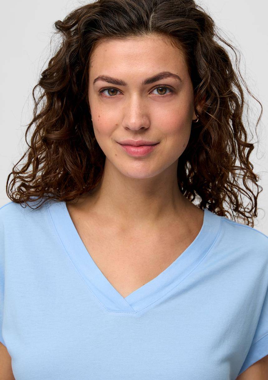 S.Oliver Relaxed-Fit-Shirt Mit V-Ausschnitt Und Gekreuztem Riemen-Detail Am Rücken