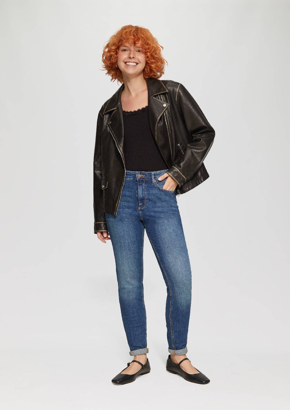 S.Oliver Rippshirt Aus Viskosemix Mit Spitzendetail