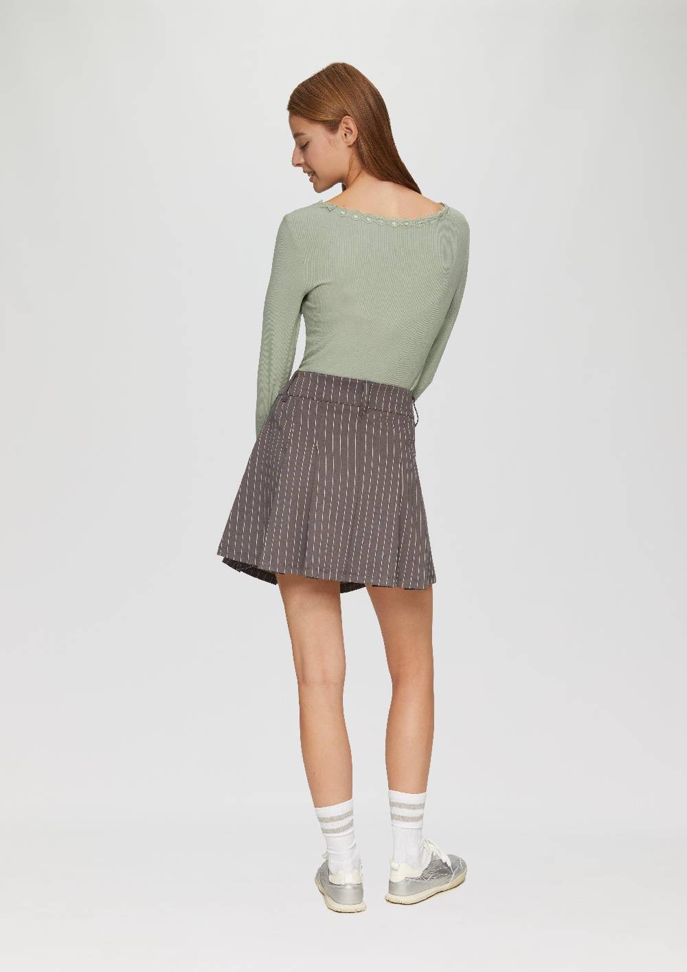 S.Oliver Rippshirt Aus Viskosemix Mit Spitzendetail