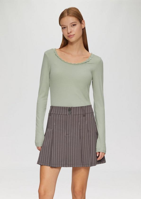 S.Oliver Rippshirt aus Viskosemix mit Spitzendetail