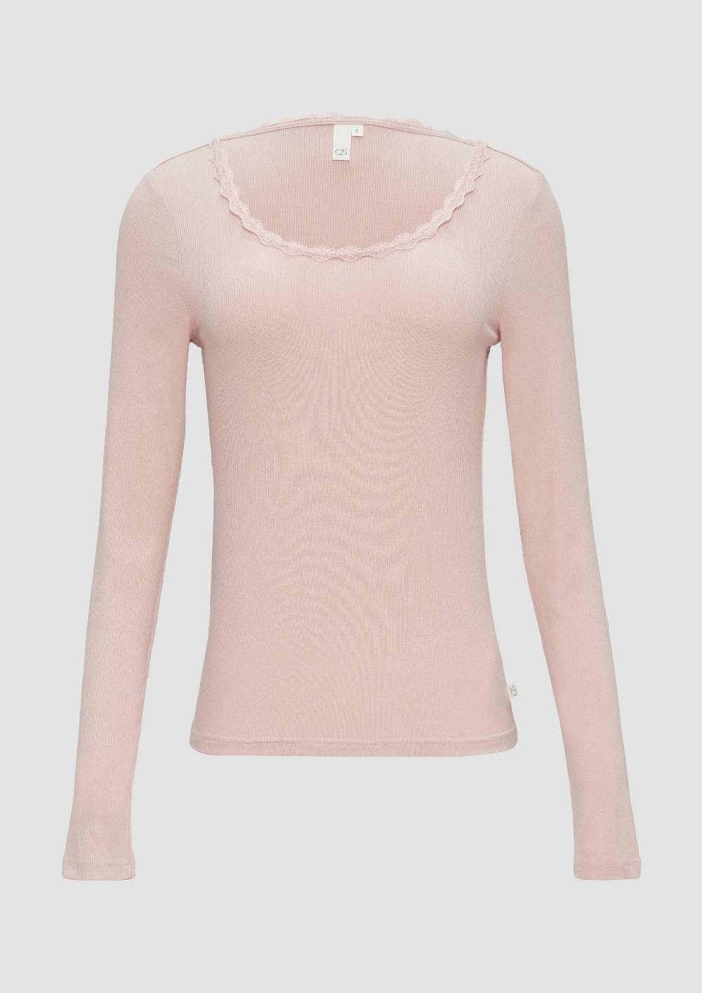 S.Oliver Rippshirt Aus Viskosemix Mit Spitzendetail