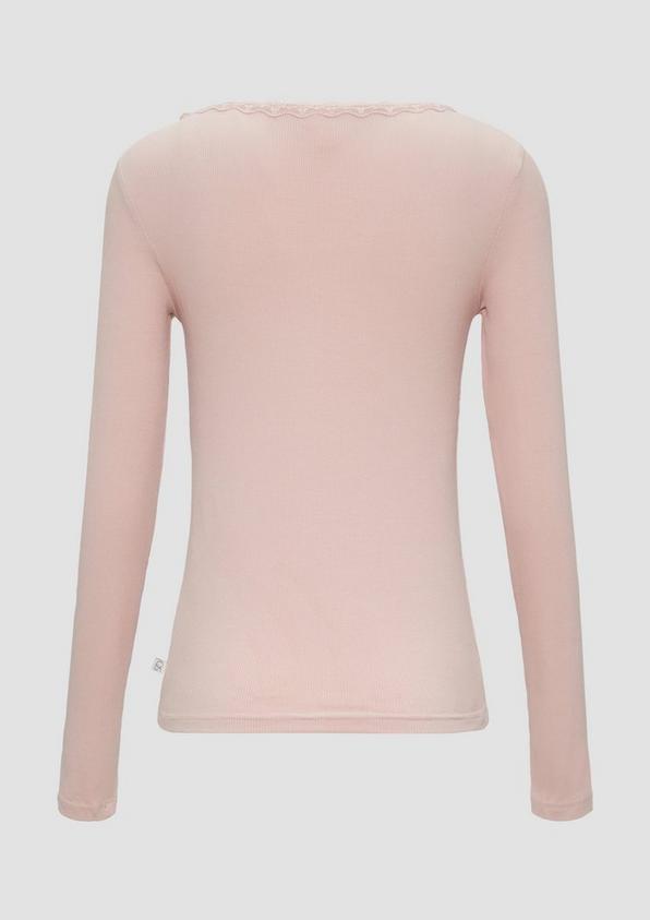 S.Oliver Rippshirt aus Viskosemix mit Spitzendetail