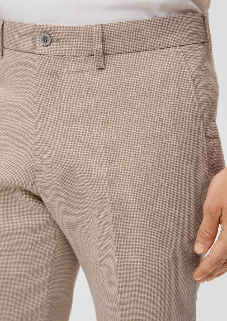 S.Oliver S.O PURE: Anzughose Aus Leinenmix Mit Hahnentritt-Muster