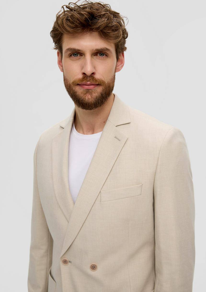 S.Oliver S.O PURE: Doppelreihiges Sakko Im Leinen-Look