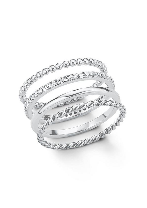 S.Oliver 4er Set Ringe aus Sterling Silber