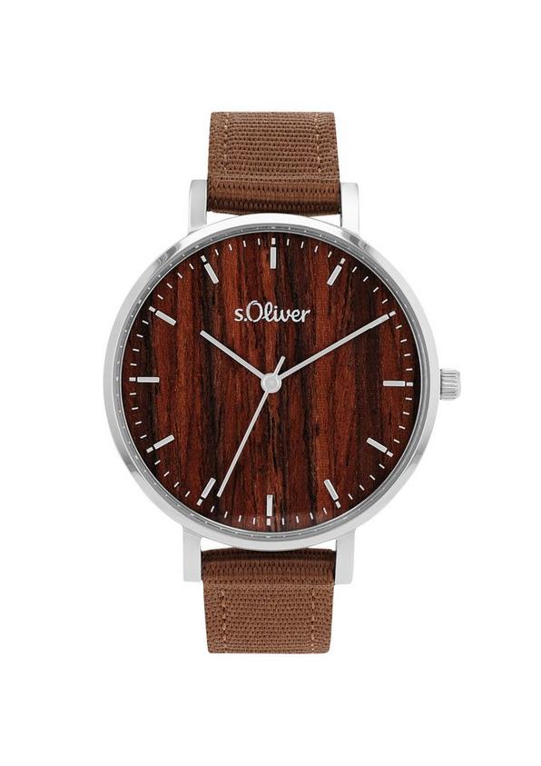 S.Oliver Armbanduhr in Holz-Optik