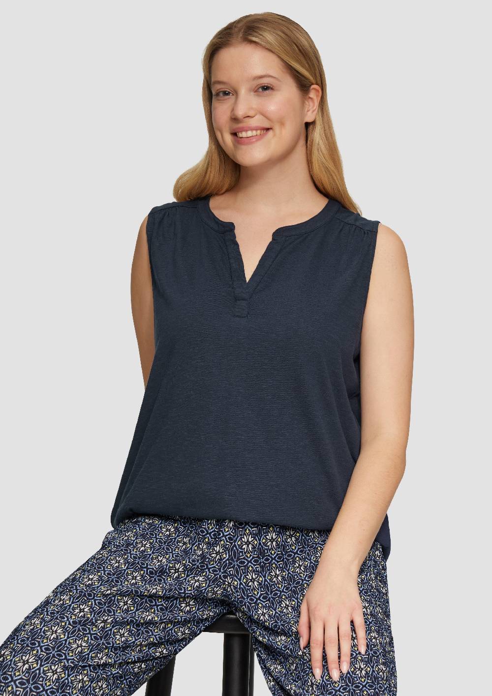 S.Oliver Ärmelloses Jersey-Shirt Mit Raffung