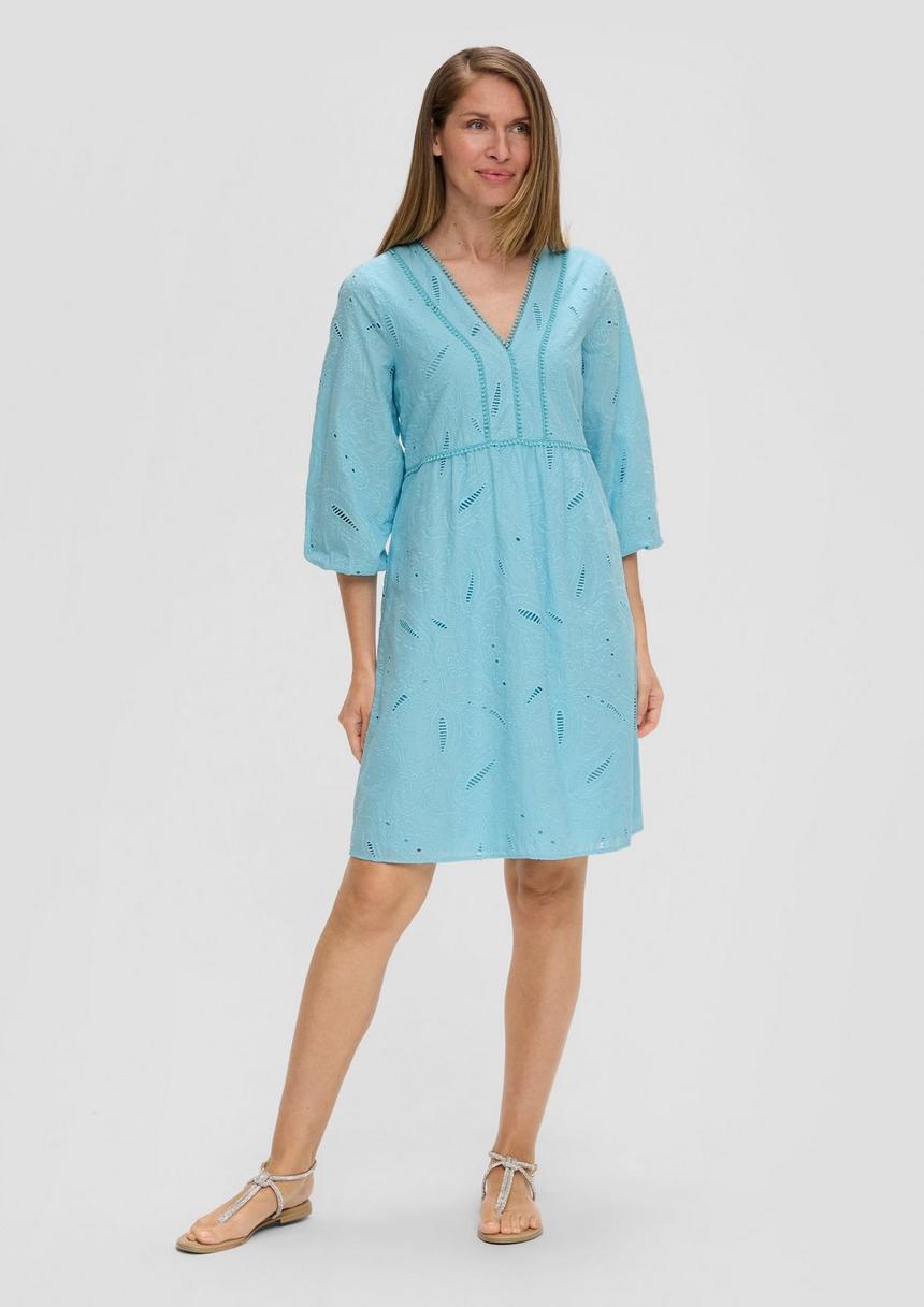 S.Oliver Baumwoll-Kleid Mit Lochstickerei