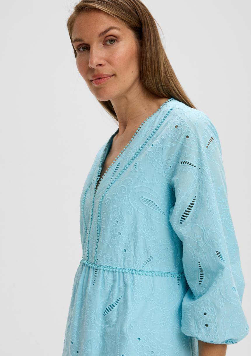 S.Oliver Baumwoll-Kleid Mit Lochstickerei
