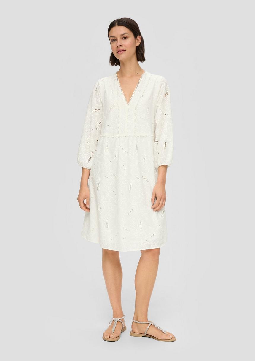 S.Oliver Baumwoll-Kleid Mit Lochstickerei