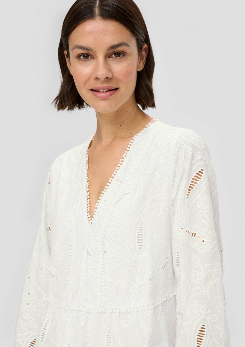 S.Oliver Baumwoll-Kleid Mit Lochstickerei