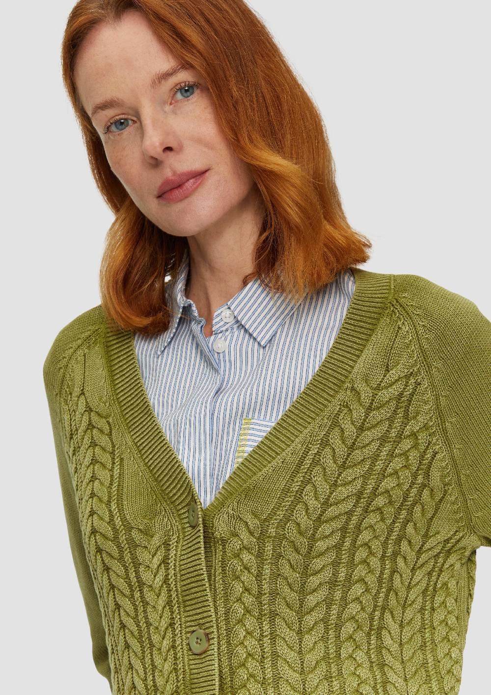 S.Oliver Baumwollcardigan Mit Zopfmuster