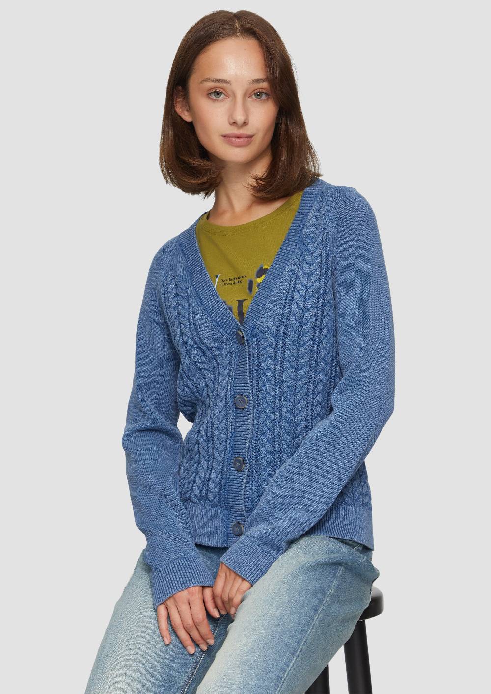 S.Oliver Baumwollcardigan Mit Zopfmuster
