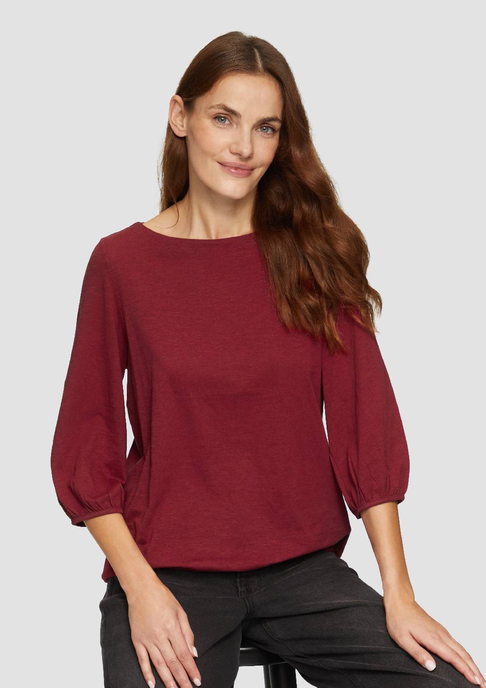 S.Oliver Baumwollshirt Mit U-Boot-Ausschnitt