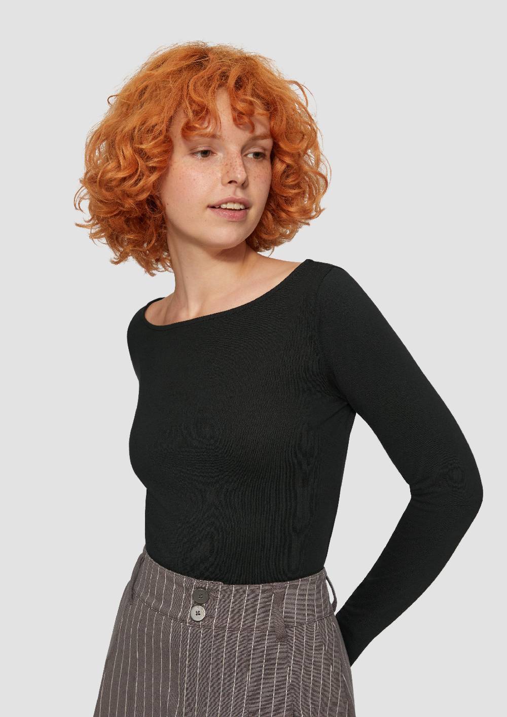 S.Oliver Baumwollshirt Mit U-Boot-Ausschnitt