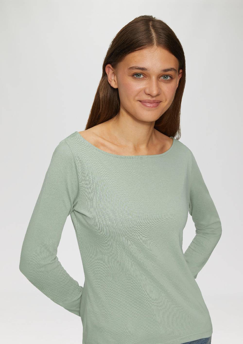 S.Oliver Baumwollshirt Mit U-Boot-Ausschnitt