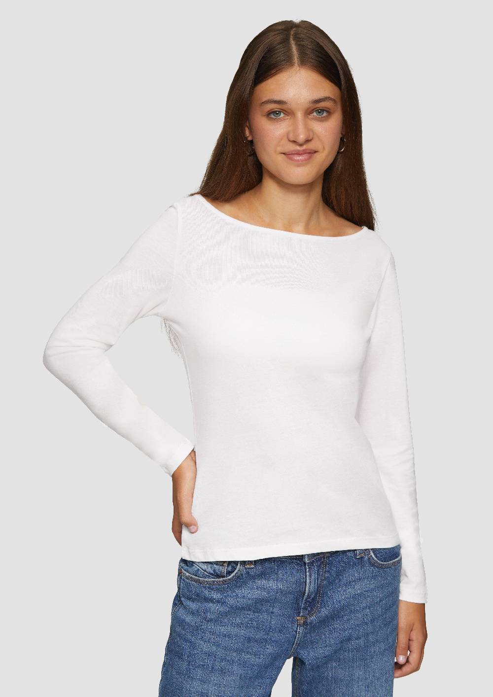 S.Oliver Baumwollshirt Mit U-Boot-Ausschnitt