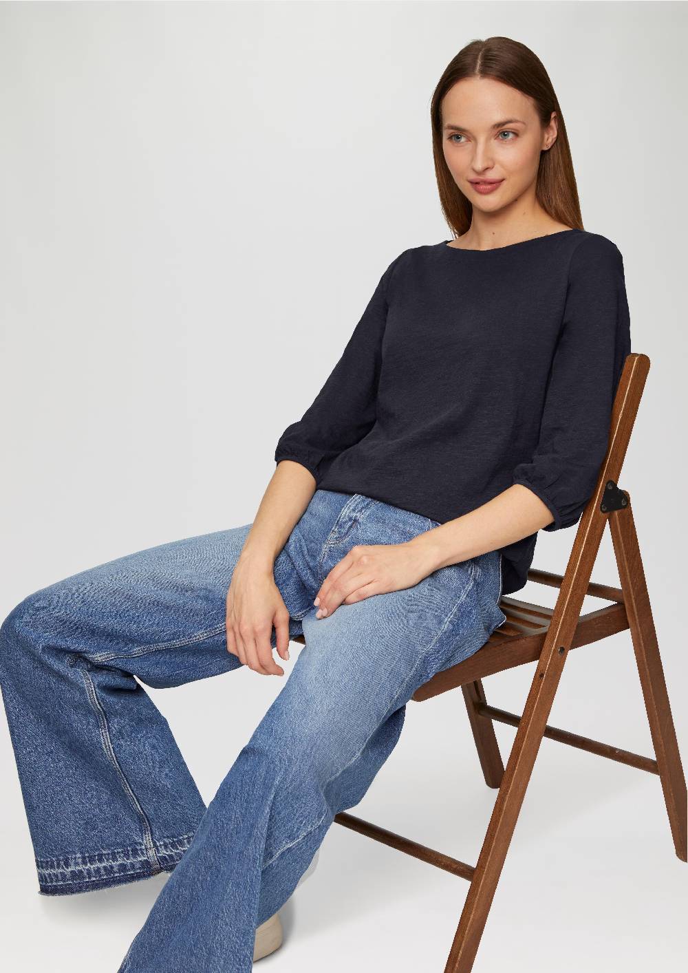 S.Oliver Baumwollshirt Mit U-Boot-Ausschnitt