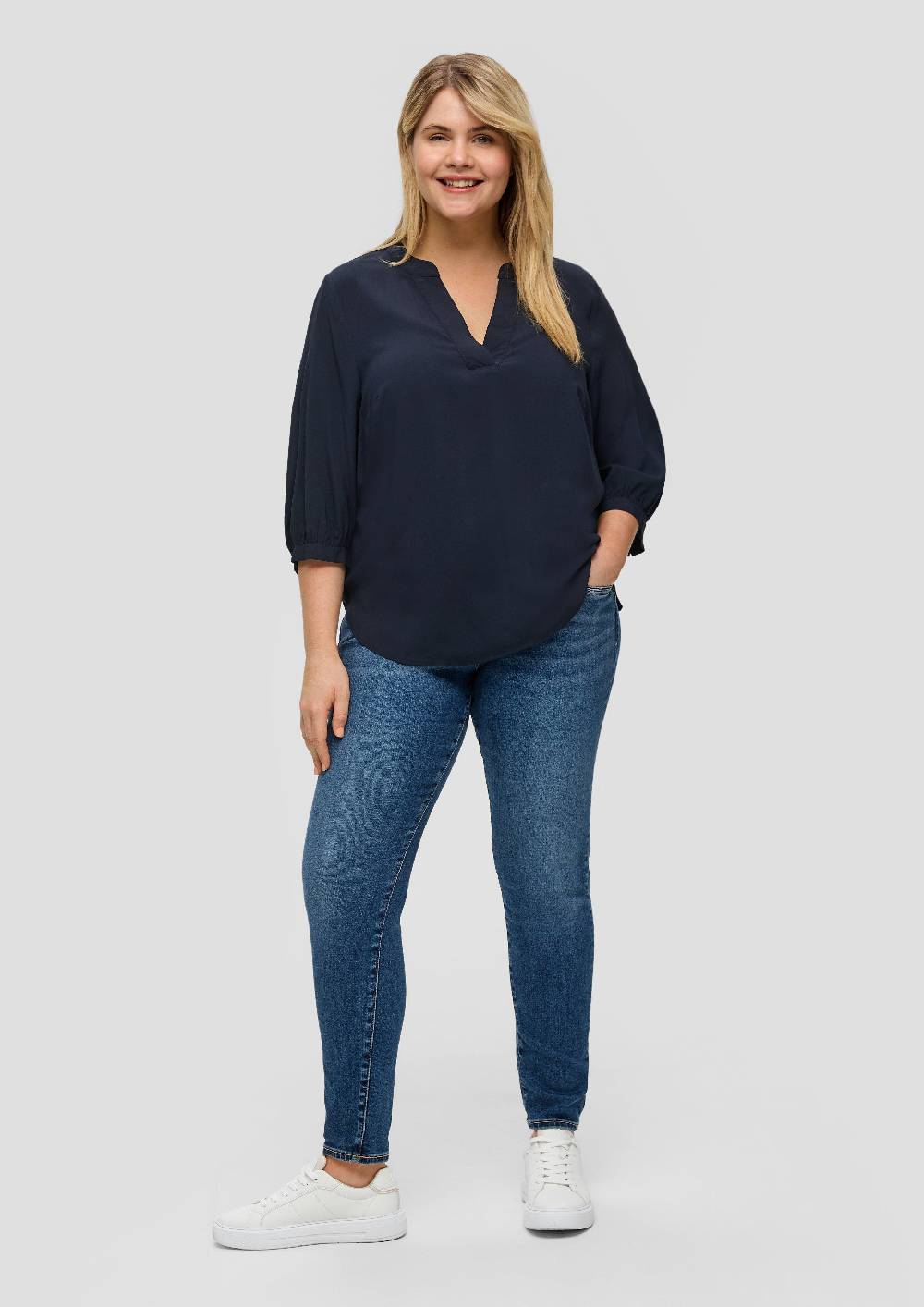 S.Oliver Bluse Aus Viskose Mit 3/4-Ärmeln