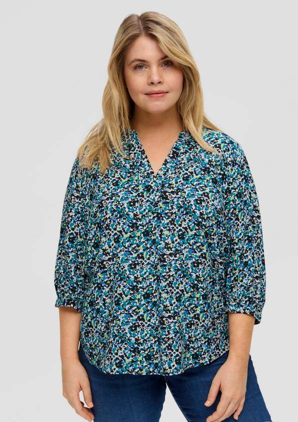 S.Oliver Bluse aus Viskose mit 3/4-Ärmeln